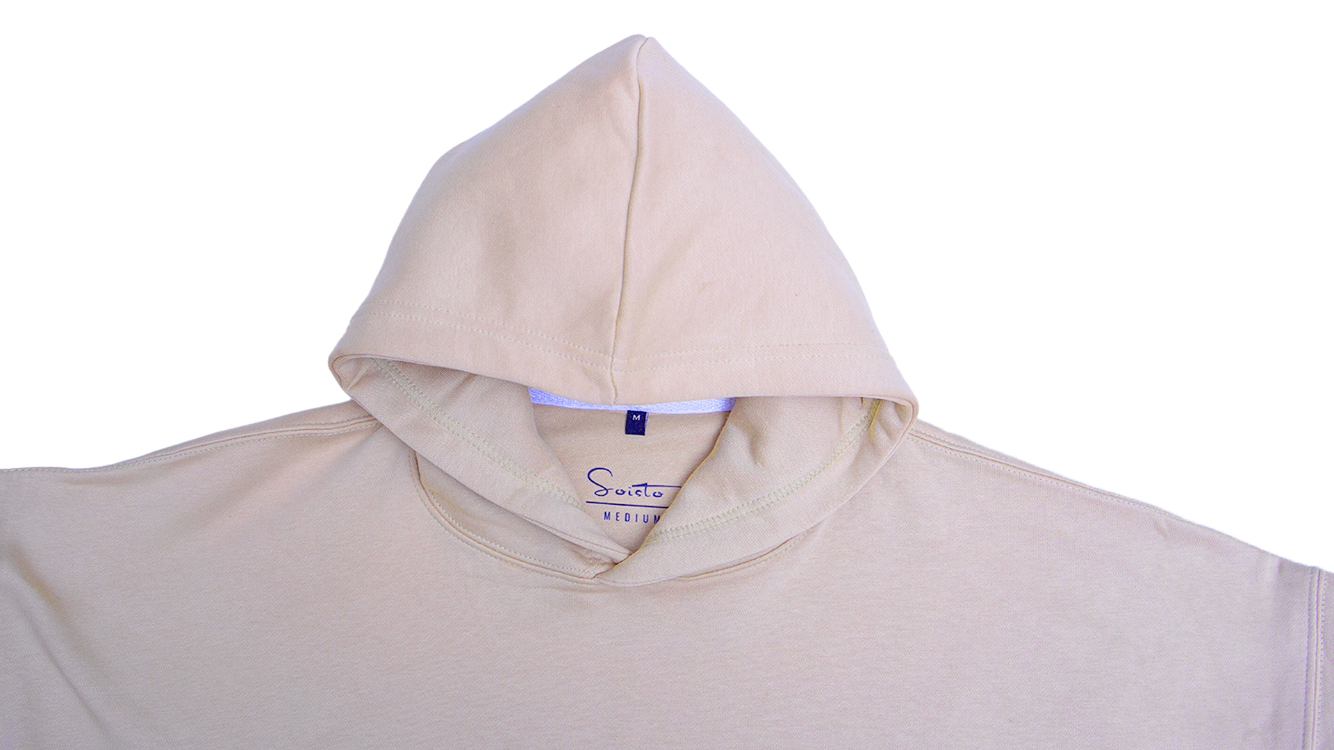 beige neck logo oversized hoodie flat lay